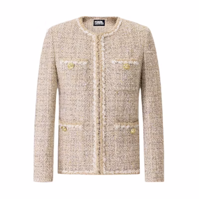(Women) KARL LAGERFELD Brown Contrast Trim Casual Jacket. E37W15C3