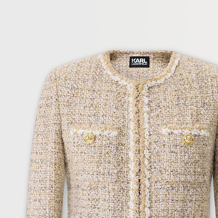 Details for (Women) KARL LAGERFELD  Brown Contrast Trim Casual Jacket. E37W15C3