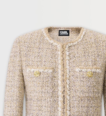 (Women) KARL LAGERFELD Brown Contrast Trim Casual Jacket. E37W15C3 Details for (Women) KARL LAGERFELD Brown Contrast Trim Casual Jacket. E37W15C3