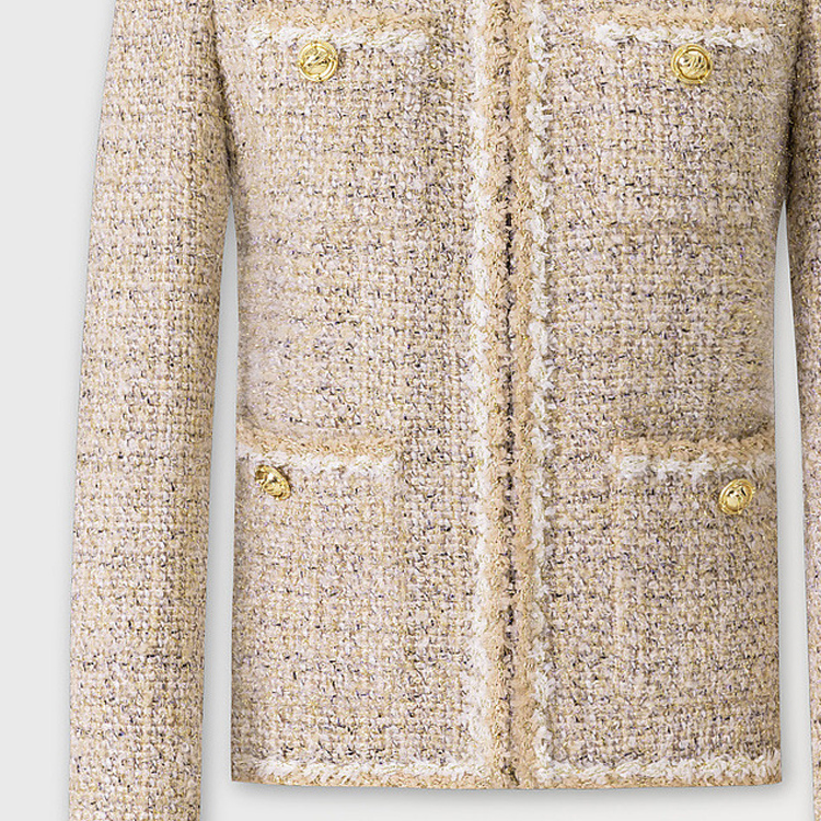 Sizing (Women) KARL LAGERFELD  Brown Contrast Trim Casual Jacket. E37W15C3