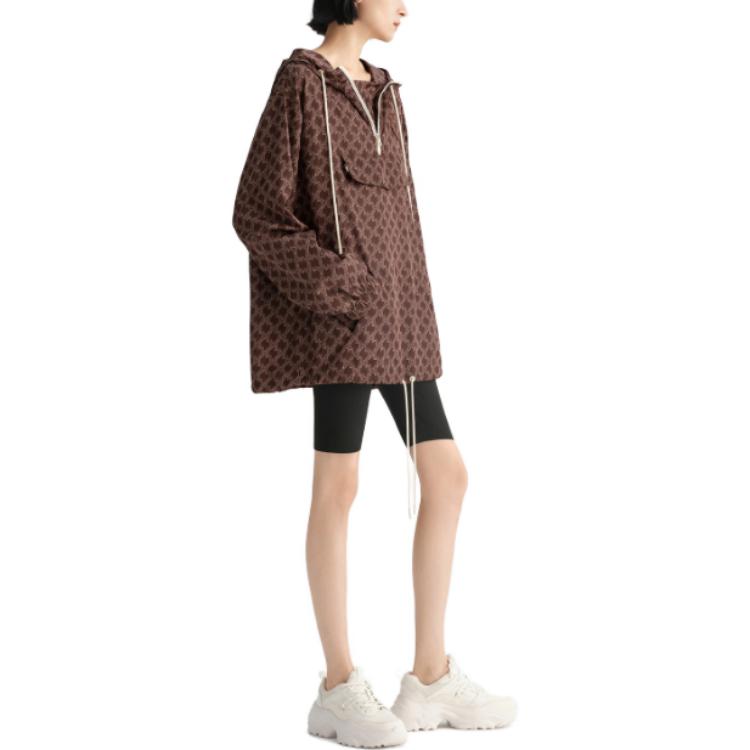 Purchase (Women) KARL LAGERFELD  Brown Monogram Hooded Casual Windbreaker Jacket 236L1569-177605