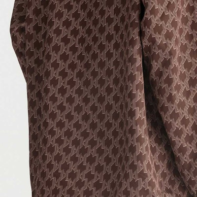 (Women) KARL LAGERFELD Brown Monogram Hooded Casual Windbreaker Jacket 236L1569-177605 Details for (Women) KARL LAGERFELD Brown Monogram Hooded Casual Windbreaker Jacket 236L1569-177605