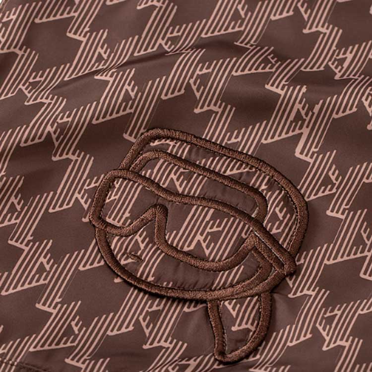 Sizing (Women) KARL LAGERFELD  Brown Monogram Hooded Casual Windbreaker Jacket 236L1569-177605