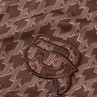 (Women) KARL LAGERFELD Brown Monogram Hooded Casual Windbreaker Jacket 236L1569-177605 Sizing (Women) KARL LAGERFELD Brown Monogram Hooded Casual Windbreaker Jacket 236L1569-177605