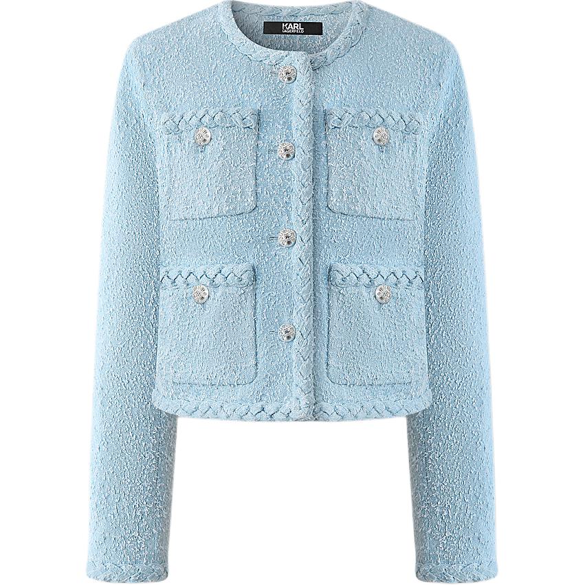 (Women) KARL LAGERFELD  Casual Blue Denim Jacket Long Sleeve Button-Up. 241L1442
