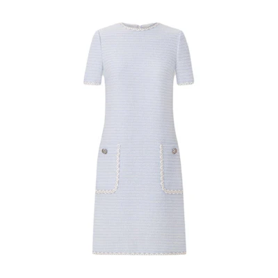 (Women) KARL LAGERFELD Casual Midi Blue High-Waist Short Sleeve Dress SS24 E41W1319