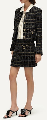 (W) KARL LAGERFELD Jaket Plaid Hitam Emas Klasik Lengan Panjang Pendek. E41W1512 Purchase (W) KARL LAGERFELD Jaket Plaid Hitam Emas Klasik Lengan Panjang Pendek. E41W1512