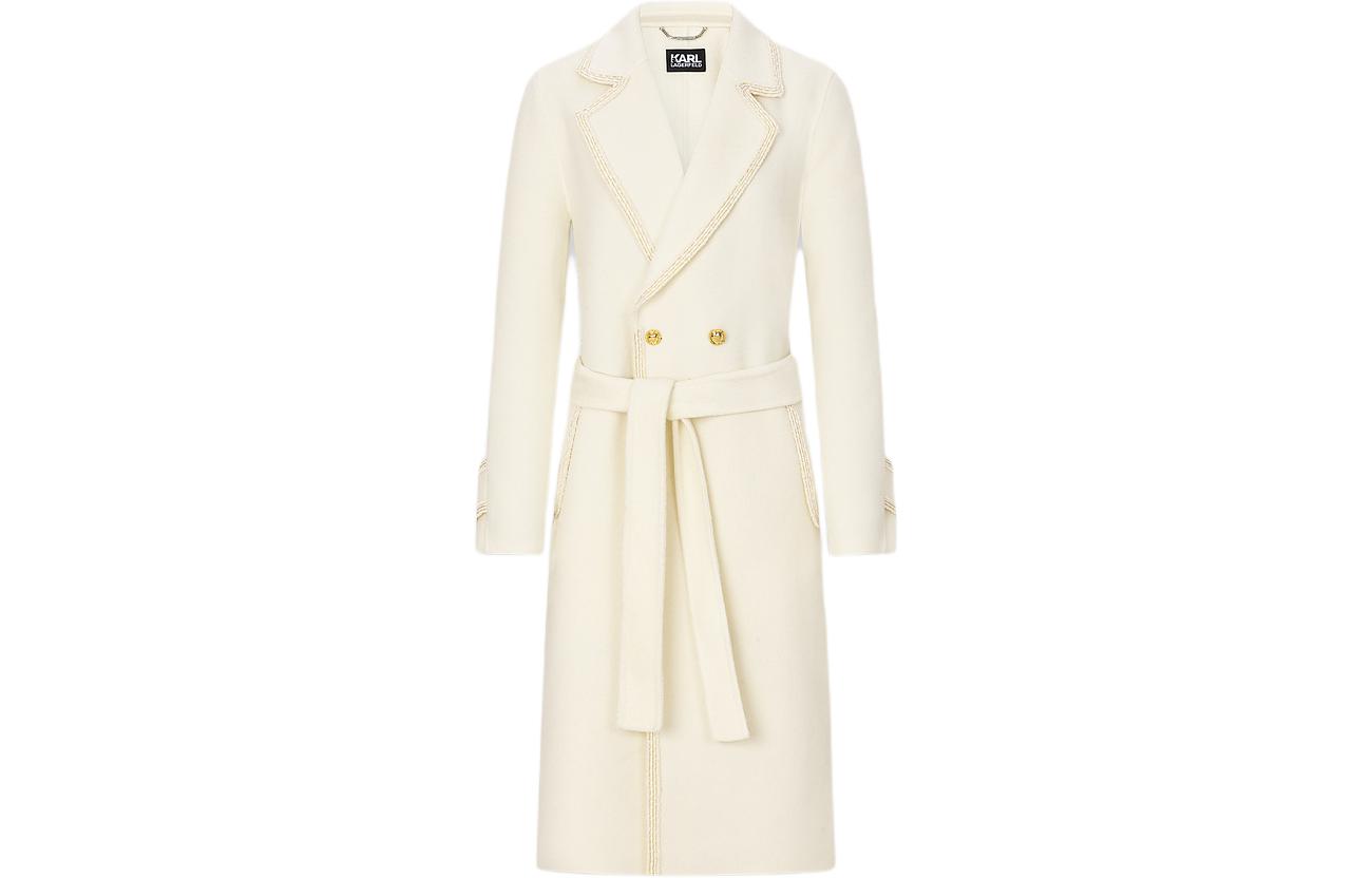 (Women) KARL LAGERFELD  Double-Breasted Long Coat White E37W15C8