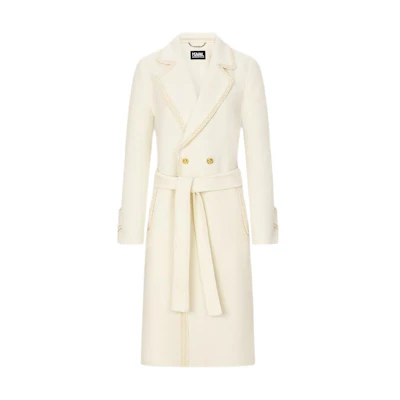 (Women) KARL LAGERFELD Double-Breasted Long Coat White E37W15C8