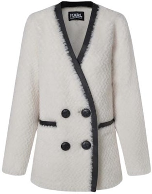 (W) 卡尔拉格斐双排扣中长款大衣带条纹装饰。 227L1904 Order (W) 卡尔拉格斐双排扣中长款大衣带条纹装饰。 227L1904