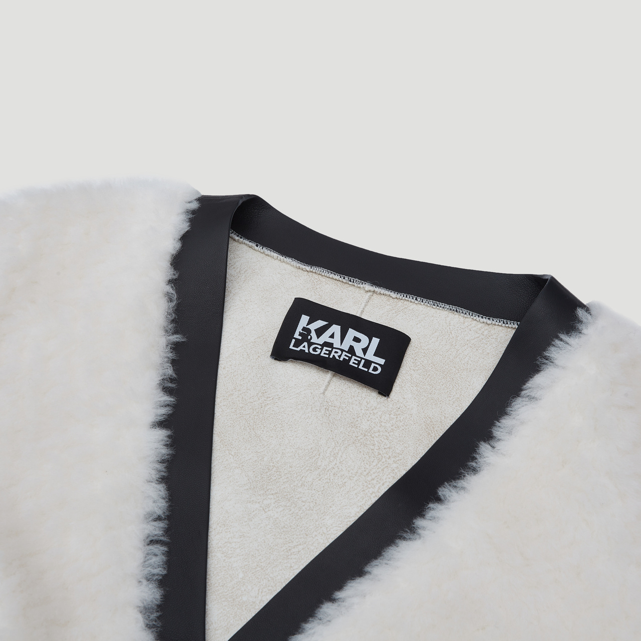 Details for (Women) KARL LAGERFELD  Double-Breasted Mid-Length Coat with Striped Trim. 227L1904