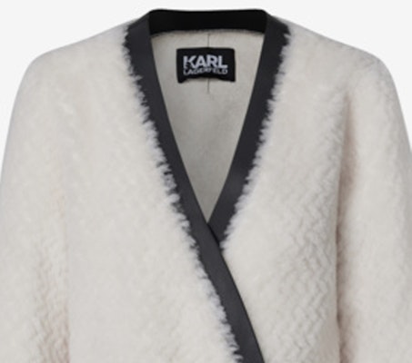 (W) 卡尔拉格斐双排扣中长款大衣带条纹装饰。 227L1904 Cheap (W) 卡尔拉格斐双排扣中长款大衣带条纹装饰。 227L1904