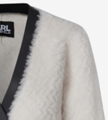 (W) 卡尔拉格斐双排扣中长款大衣带条纹装饰。 227L1904 1