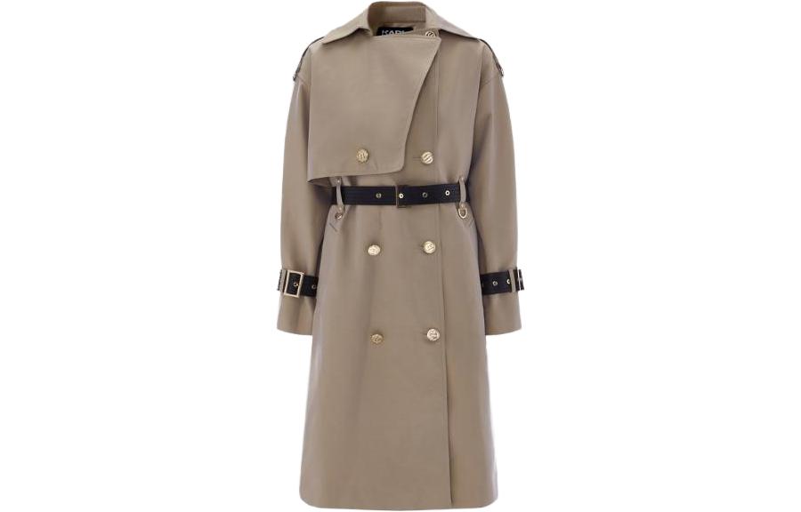 Order (Women) KARL LAGERFELD  Double-Breasted Trench Coat Light Khaki Elegant Design 226L1563731