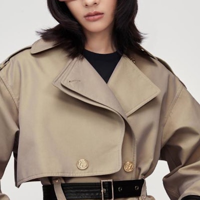 (Women) KARL LAGERFELD Double-Breasted Trench Coat Light Khaki Elegant Design 226L1563731 Details for (Women) KARL LAGERFELD Double-Breasted Trench Coat Light Khaki Elegant Design 226L1563731