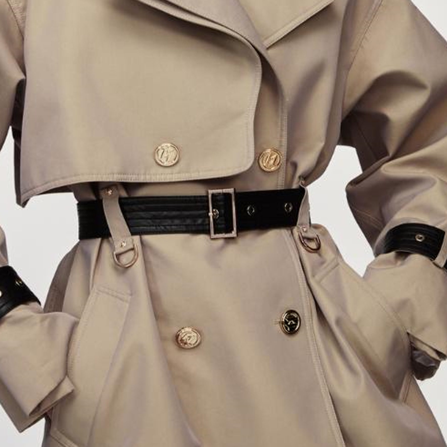 Sizing (Women) KARL LAGERFELD  Double-Breasted Trench Coat Light Khaki Elegant Design 226L1563731