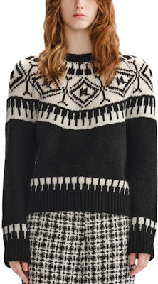 (Women) KARL LAGERFELD Fair Isle Knit Sweater Black White Casual Wear 236L2010 Order (Women) KARL LAGERFELD Fair Isle Knit Sweater Black White Casual Wear 236L2010