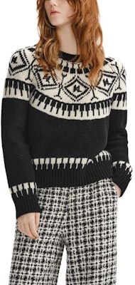 (Women) KARL LAGERFELD Fair Isle Knit Sweater Black White Casual Wear 236L2010 Lookbook (Women) KARL LAGERFELD Fair Isle Knit Sweater Black White Casual Wear 236L2010