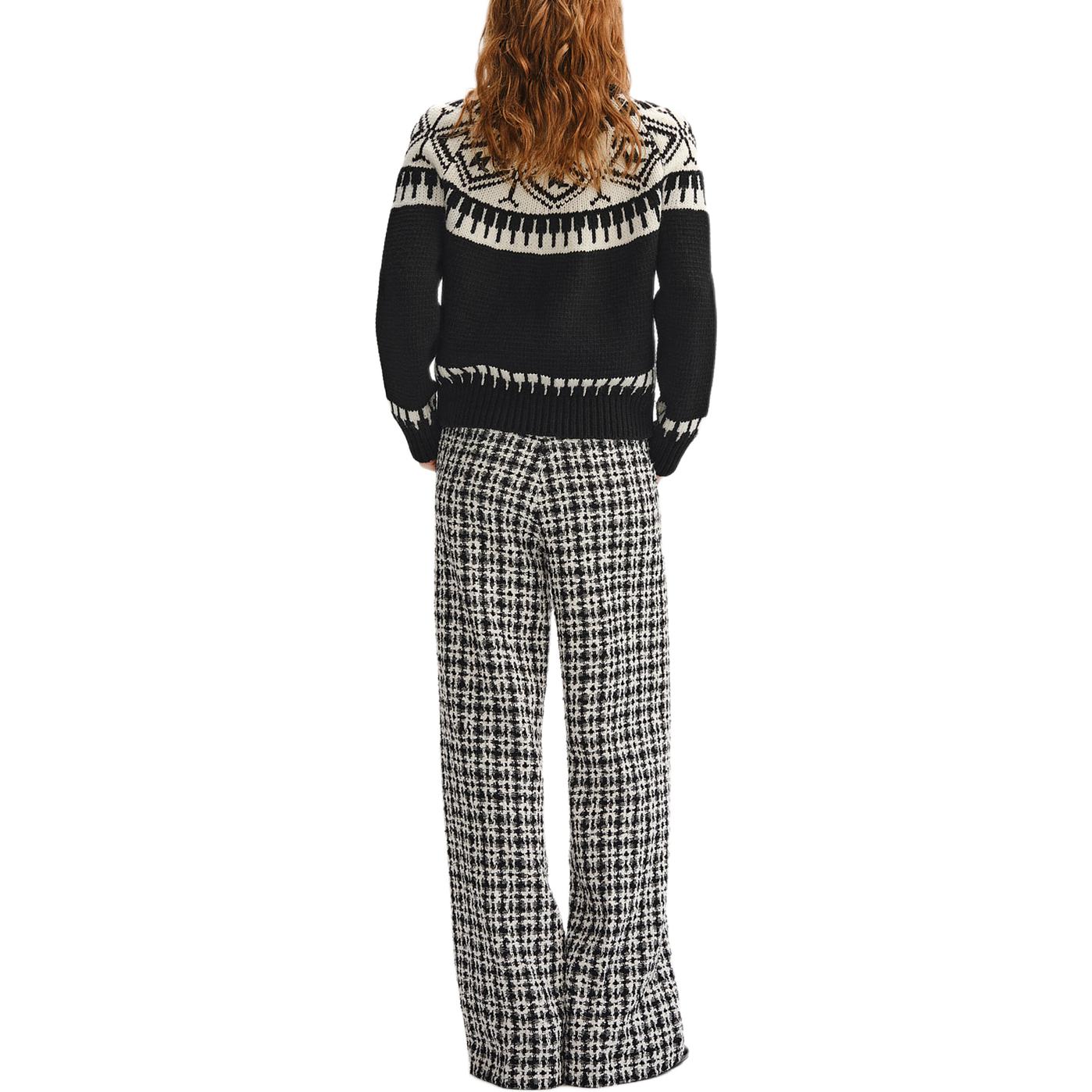 Shop (Women) KARL LAGERFELD  Fair Isle Knit Sweater Black White Casual Wear 236L2010