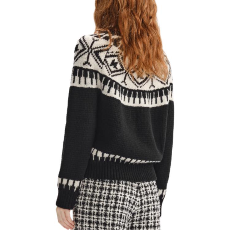 Details for (Women) KARL LAGERFELD  Fair Isle Knit Sweater Black White Casual Wear 236L2010