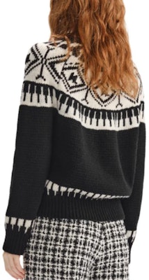 (Women) KARL LAGERFELD Fair Isle Knit Sweater Black White Casual Wear 236L2010 Details for (Women) KARL LAGERFELD Fair Isle Knit Sweater Black White Casual Wear 236L2010