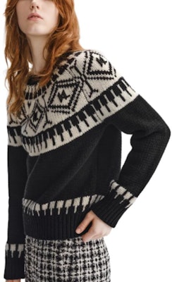 (Women) KARL LAGERFELD Fair Isle Knit Sweater Black White Casual Wear 236L2010 Sizing (Women) KARL LAGERFELD Fair Isle Knit Sweater Black White Casual Wear 236L2010