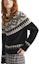 Sizing (Women) KARL LAGERFELD Fair Isle Knit Sweater Black White Casual Wear 236L2010