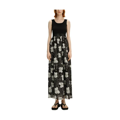 (Women) KARL LAGERFELD Floral Print Sleeveless U-Neck Dress Black 241L1388