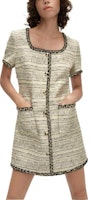 (Women) KARL LAGERFELD Gold SS24 Short Sleeve Slim Dress with Contrast Trim. E41W1365 (Women) KARL LAGERFELD Gold SS24 Short Sleeve Slim Dress with Contrast Trim. E41W1365