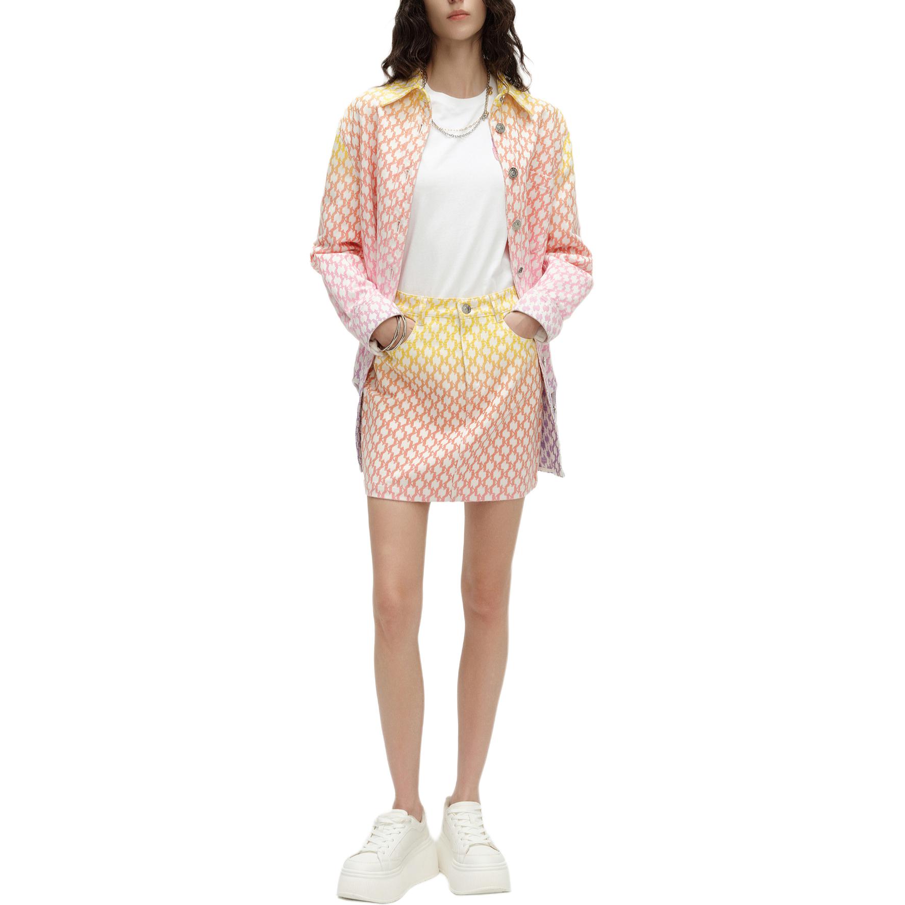 Lookbook (Women) KARL LAGERFELD  Gradient Print Long Sleeve Jacket Purple Red 241L1444