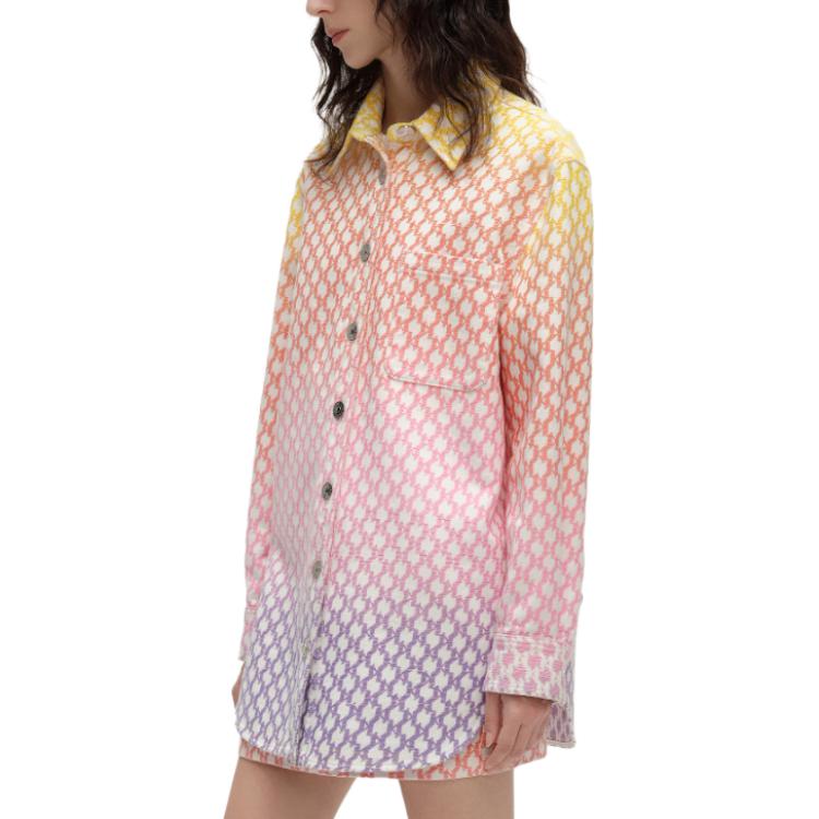 Sizing (Women) KARL LAGERFELD  Gradient Print Long Sleeve Jacket Purple Red 241L1444