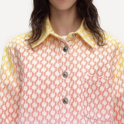 (Women) KARL LAGERFELD Gradient Print Long Sleeve Jacket Purple Red 241L1444 Cheap (Women) KARL LAGERFELD Gradient Print Long Sleeve Jacket Purple Red 241L1444