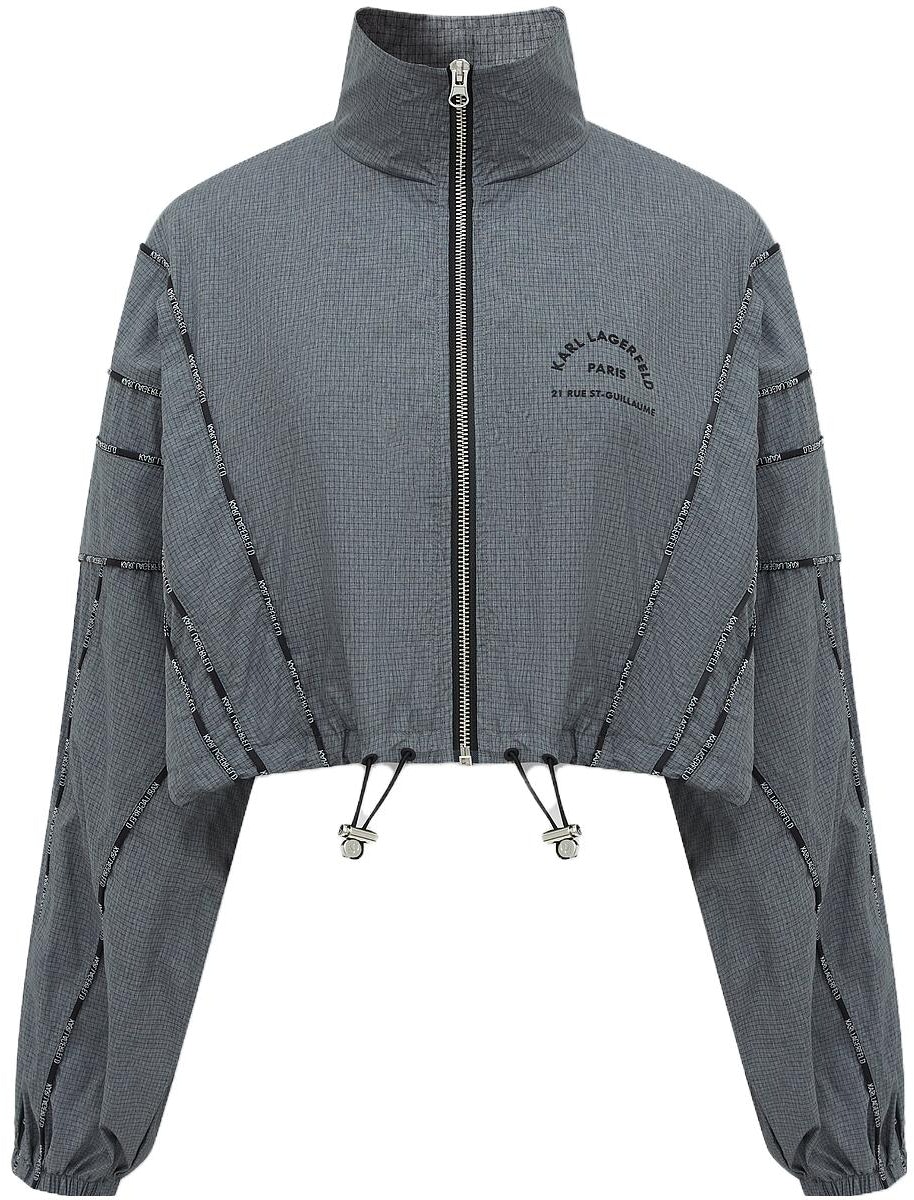 women-karl-lagerfeld-gray-logo-print-plaid-jacket-with-striped-trim-231-l1516