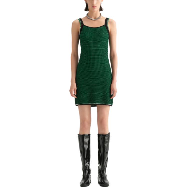 Lookbook (Women) KARL LAGERFELD  Green Sleeveless Knit Mini Dress for Everyday Casual Wear 236L13E2