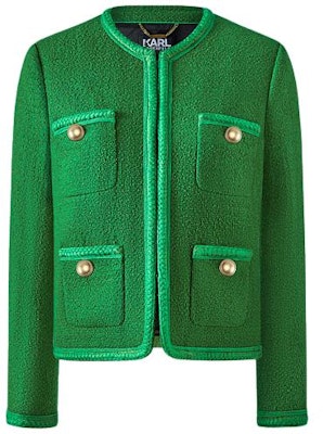 (Women) KARL LAGERFELD Green Tweed Short Jacket Casual Outerwear 236L14E1-177622 Order (Women) KARL LAGERFELD Green Tweed Short Jacket Casual Outerwear 236L14E1-177622
