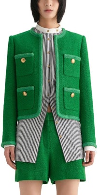 (Women) KARL LAGERFELD Green Tweed Short Jacket Casual Outerwear 236L14E1-177622 Lookbook (Women) KARL LAGERFELD Green Tweed Short Jacket Casual Outerwear 236L14E1-177622