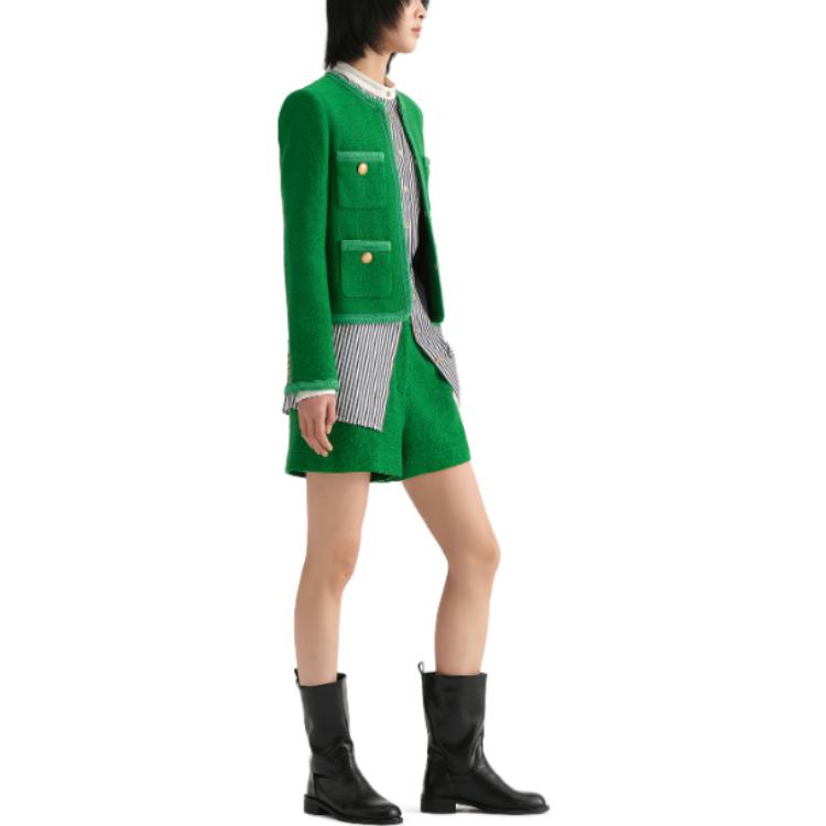 Purchase (Women) KARL LAGERFELD  Green Tweed Short Jacket Casual Outerwear 236L14E1-177622