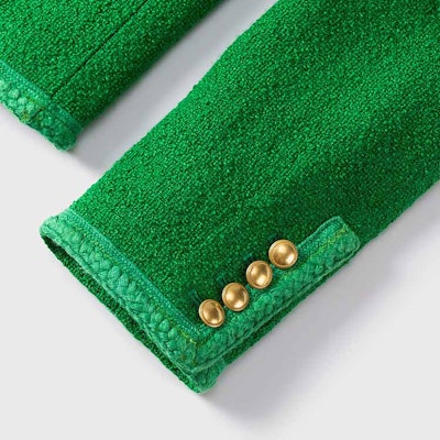 (Women) KARL LAGERFELD Green Tweed Short Jacket Casual Outerwear 236L14E1-177622 Sizing (Women) KARL LAGERFELD Green Tweed Short Jacket Casual Outerwear 236L14E1-177622