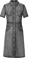 (Women) KARL LAGERFELD Grey Washed Midi Shirt Dress Short Sleeve Elegant Style 241L1342 (Women) KARL LAGERFELD Grey Washed Midi Shirt Dress Short Sleeve Elegant Style 241L1342