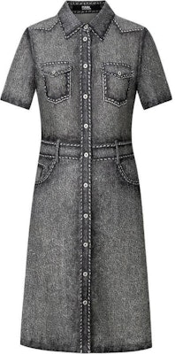 (Women) KARL LAGERFELD Grey Washed Midi Shirt Dress Short Sleeve Elegant Style 241L1342 Order (Women) KARL LAGERFELD Grey Washed Midi Shirt Dress Short Sleeve Elegant Style 241L1342