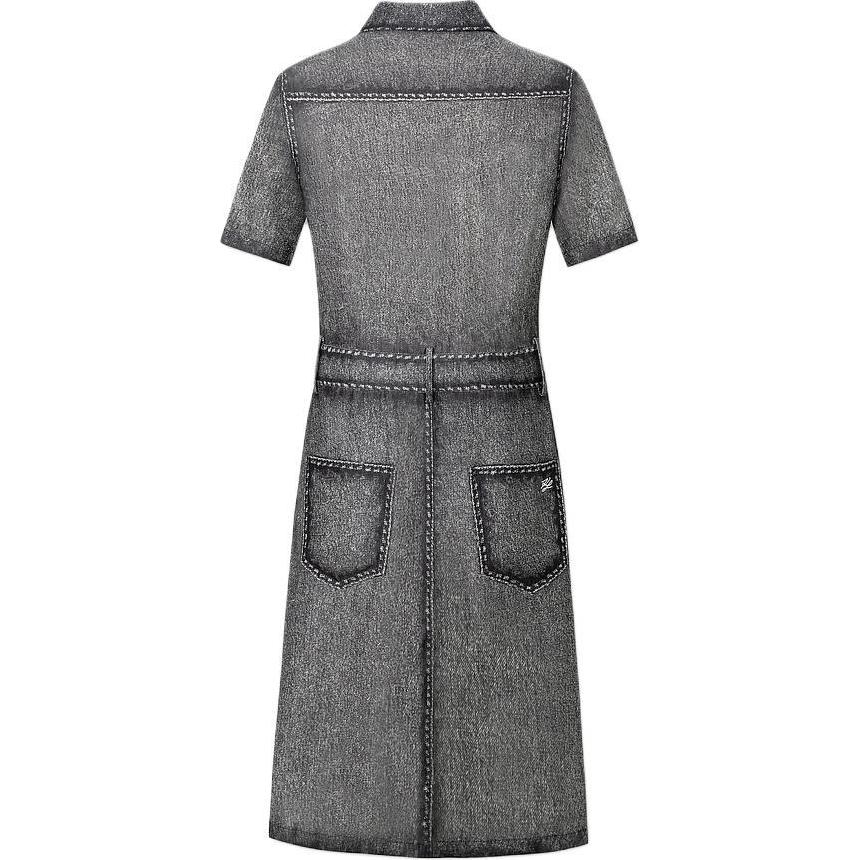 Lookbook (Women) KARL LAGERFELD  Grey Washed Midi Shirt Dress Short Sleeve Elegant Style 241L1342
