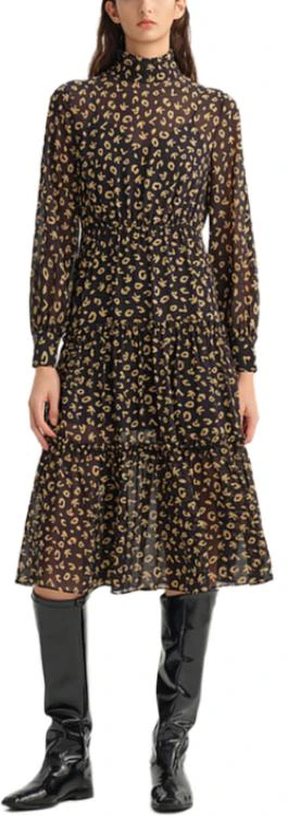 women-karl-lagerfeld-leopard-print-high-neck-zip-a-line-dress-multicolor-236-l1307