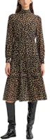 (Women) KARL LAGERFELD Leopard Print High Neck Zip A-Line Dress Multicolor 236L1307 (Women) KARL LAGERFELD Leopard Print High Neck Zip A-Line Dress Multicolor 236L1307