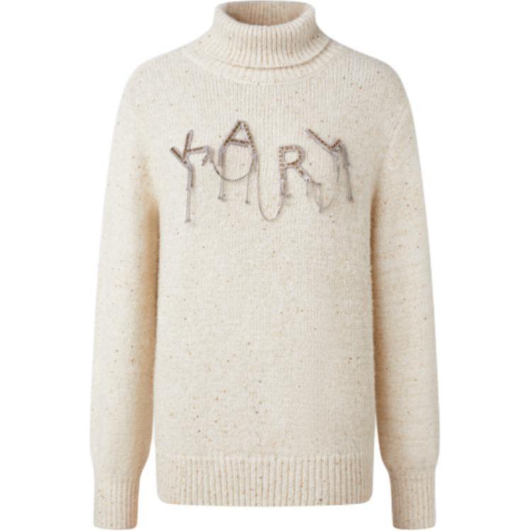 (Women) KARL LAGERFELD  Logo High-Neck Pullover Knitted Sweater White 226L2075