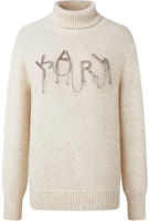 (Women) KARL LAGERFELD Logo High-Neck Pullover Knitted Sweater White 226L2075 (Women) KARL LAGERFELD Logo High-Neck Pullover Knitted Sweater White 226L2075