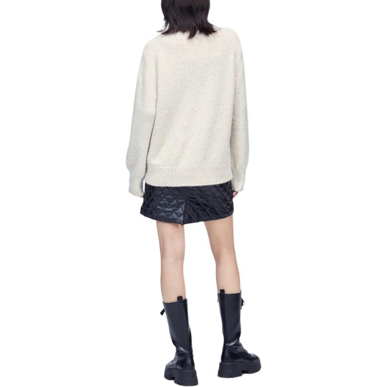 Shop (Women) KARL LAGERFELD  Logo High-Neck Pullover Knitted Sweater White 226L2075