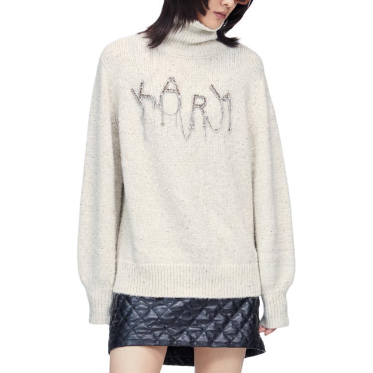 Details for (Women) KARL LAGERFELD  Logo High-Neck Pullover Knitted Sweater White 226L2075
