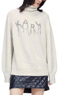(Women) KARL LAGERFELD Logo High-Neck Pullover Knitted Sweater White 226L2075 Details for (Women) KARL LAGERFELD Logo High-Neck Pullover Knitted Sweater White 226L2075