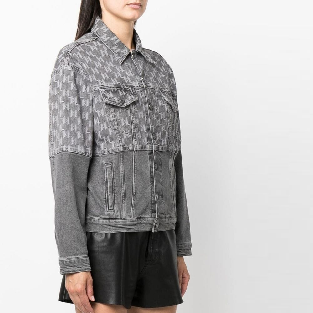 Purchase (Women) KARL LAGERFELD  Loose Fit Grey Denim Jacket with Letter Print Design. 225W1480D14