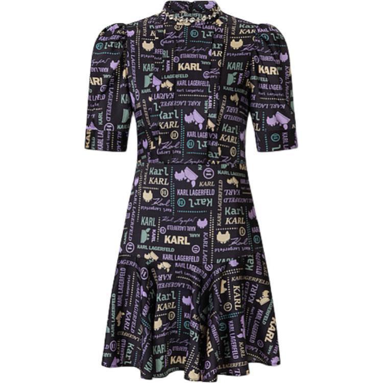 Order (Women) KARL LAGERFELD  Luxury Letter Print Short Sleeve Mini Dress E42W1377